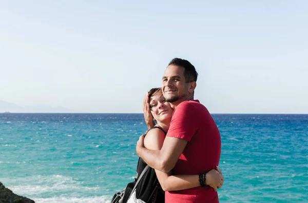 Portrait Homme Femme Près Mer Heure Été — Photo