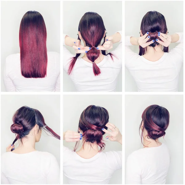 Prostaya Pricheska Obem Kosichki Pryamye Vyushiesya Volosy Uchebnik Pricheske Dlinnyh Stokovoe Foto C Focusandblur 177044520