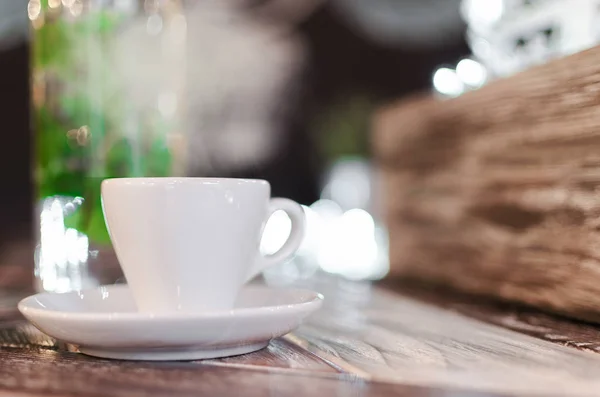 Aromatische Tasse Kaffee Mit Rauch Retro Café Der Nacht — Stockfoto
