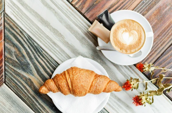 Fresh Croissants Coffee — Stock Photo, Image