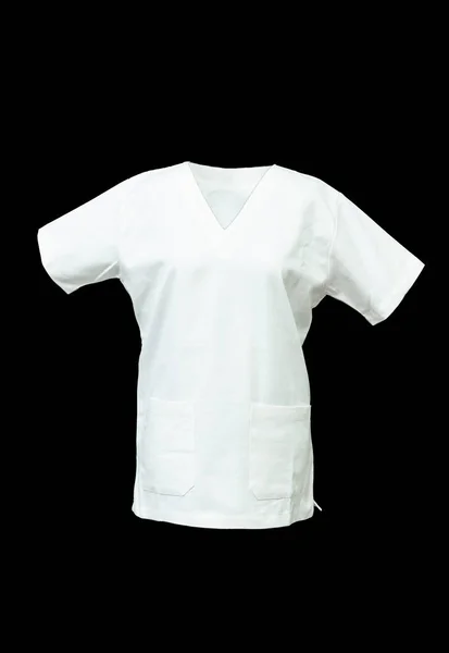 Camicia Cotone Qualità Bianca Sfondo Nero Uniforme Lavoro Senza Testo — Foto Stock