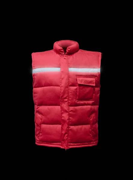 Arbetar Uniform Röd Väst Med Skyddande Reflexband — Stockfoto