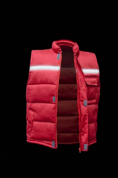 Arbetar Uniform Röd Väst Med Skyddande Reflexband — Stockfoto