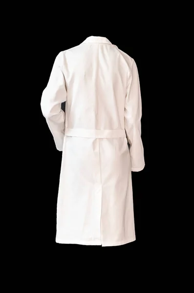 Close Photo White Medical Coat Women Black Background — Stock Photo, Image