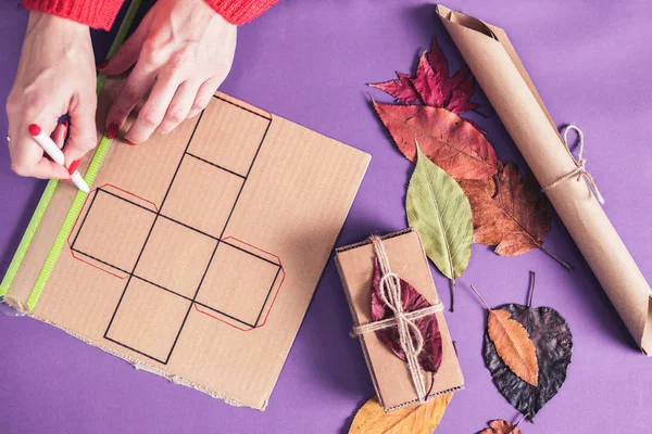 Sterven Maken Van Huis Decoratieve Schouw Voor Kerstvakantie — Stockfoto