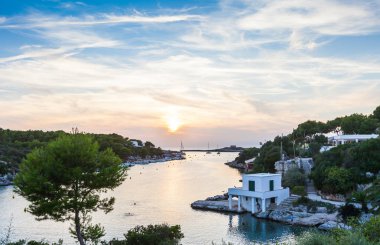 Ciudadela, Minorca, Menorca, Balear Adaları, İspanya güneyinde muhteşem gün batımı
