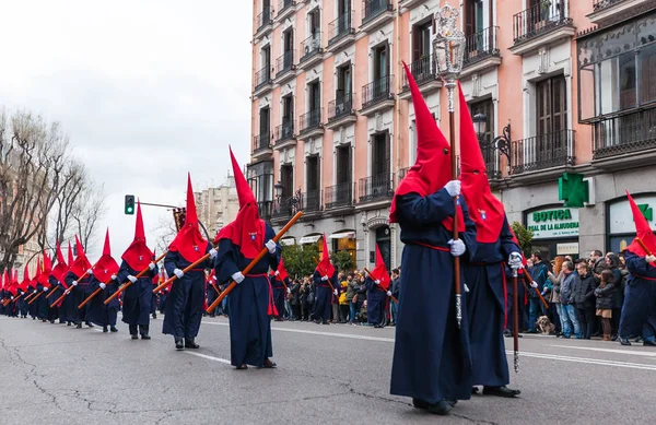 "Cristo de los Alabarderos ", penitentes en la procesión de la Santa — Foto de Stock