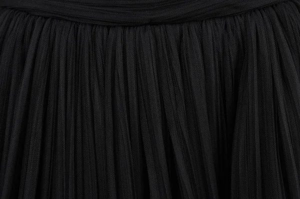 Black Tulle Texture Sample Black Wedding Dress Black Fabric Background — Stock Photo, Image