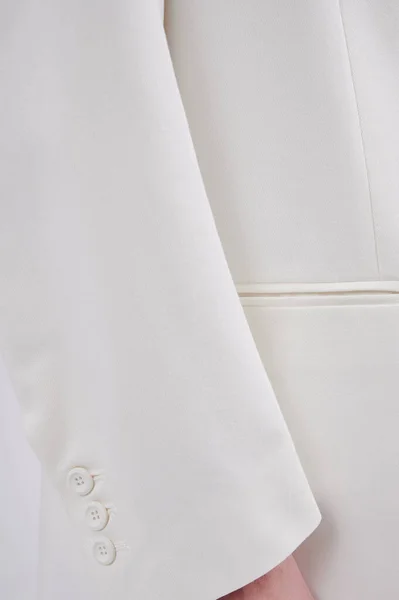 Pessoa Clássico Blazer Branco Close Bolso Botões Foto Vertical — Fotografia de Stock