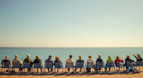 beautiful beach and blue sea of a famous summer French riviera,