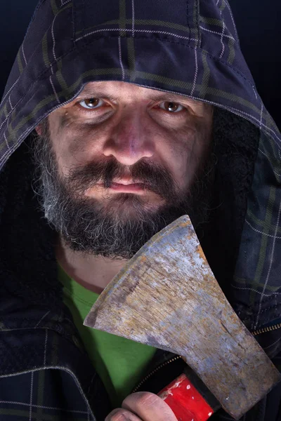 Tough guy with axe — Stock Photo, Image