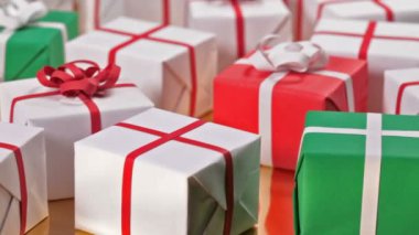 Renkli Noel hediye kutuları Noel arka plan için Close-Up 