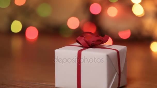 Primo Piano Della Scatola Regalo Natale Colorato Sfondo Natale — Video Stock