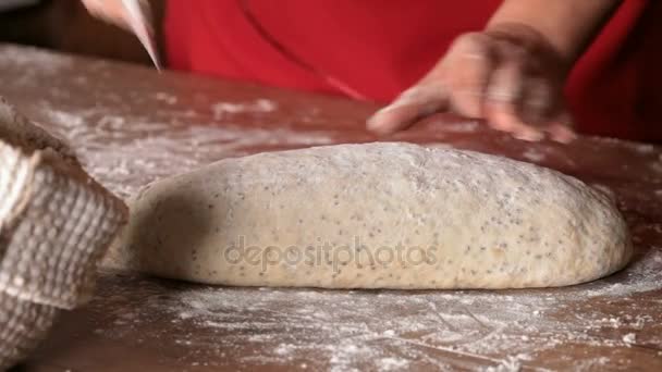 Backwaren Herstellen Den Portionierten Teig Brötchen Formen — Stockvideo