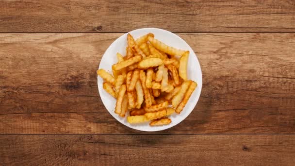 Stop Frame French Fries Dish Slowly Disappearing Stop Motion Animation — Stock Video