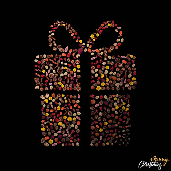 Minimalistic christmas card design on black background with one — ストック写真