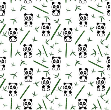 Dikişsiz desen pandalar ve bambu