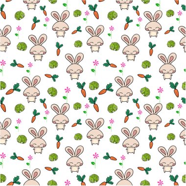 tavşan sebze ve çiçek ile Seamless Modeli
