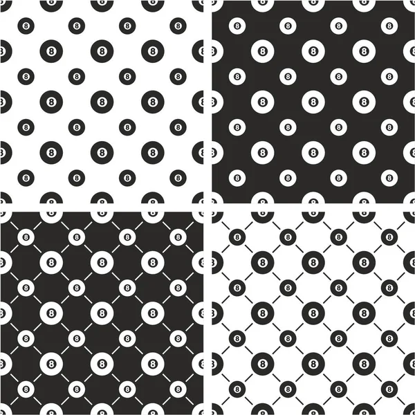 8 Ball Pool Big & Small Seamless Pattern Set — Stock Vector