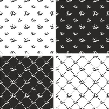 Pastırma ve yumurta kahvaltı büyük ve küçük Dikişsiz desen Set