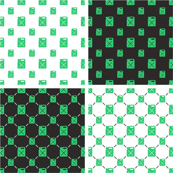 Bote de gas o aceite grande y pequeño patrón sin costura verde Color Set — Archivo Imágenes Vectoriales