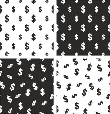 Dolar Döviz Alım işareti büyük ve küçük hizalanmış ve rasgele Seamless modeli küme