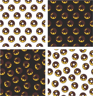 Hizalanmış çörek ve rasgele Dikişsiz desen renk kümesi