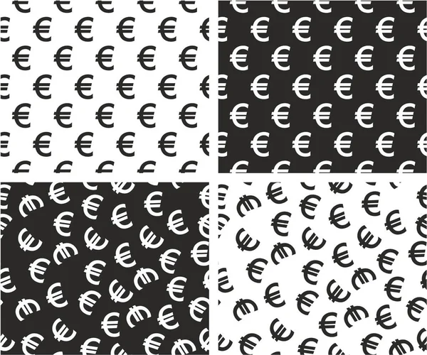 Sada euro měny znamení zarovnaný & náhodný vzor bezešvé — Stockový vektor