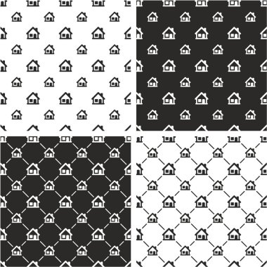 Tek katlı ev büyük ve küçük Dikişsiz desen Set