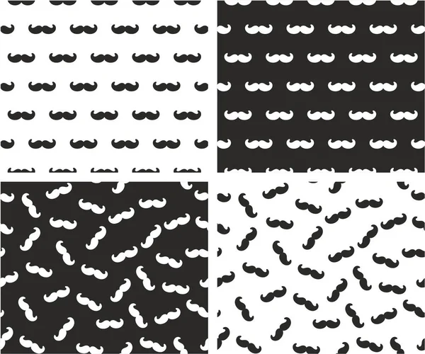 Moustache Alinhado & Conjunto de padrões sem costura aleatória — Vetor de Stock