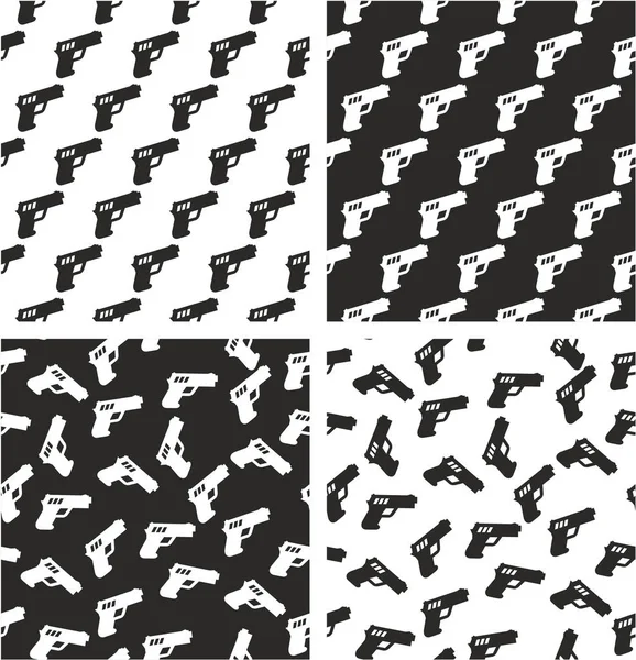 Pistolet ou pistolet aligné & Ensemble de motifs sans couture aléatoire — Image vectorielle