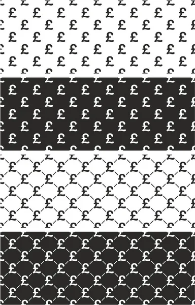 Pound Currency Sign Seamless Pattern Set — Wektor stockowy