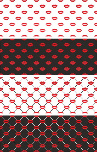 Red Lips Seamless Pattern Set — Stock Vector