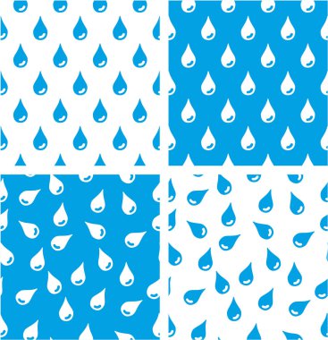 Su damla hizalanmış ve rasgele Seamless Modeli mavi renk kümesi