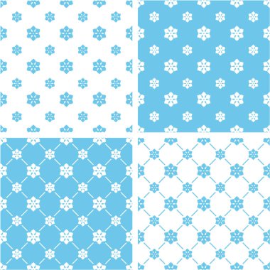 Kış kar tanesi büyük ve küçük Dikişsiz desen mavi renk kümesi