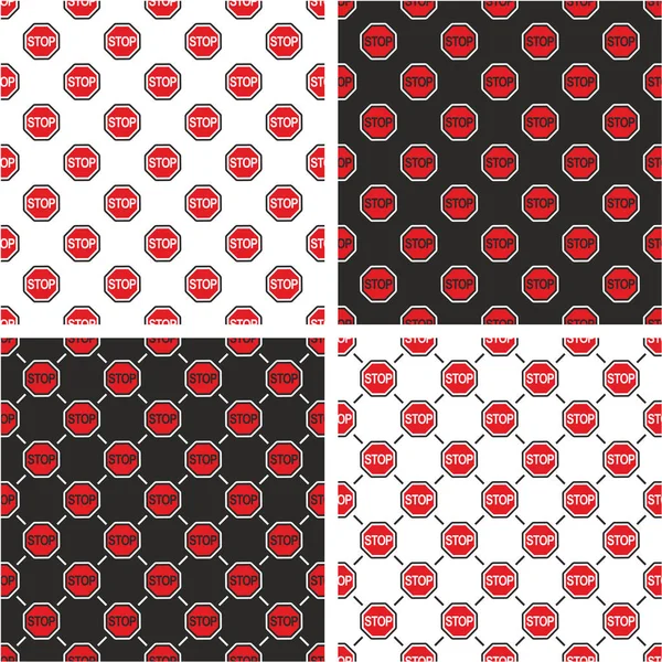 Panneau d'arrêt ou de signalisation pour Stop Seamless Pattern Red Color Set — Image vectorielle