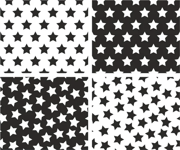 Estrela alinhada & Conjunto de padrão sem costura aleatória — Vetor de Stock