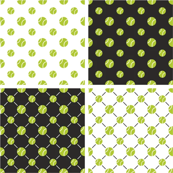 Tennis bal grote & kleine naadloze patroon groen & White kleur Set — Stockvector