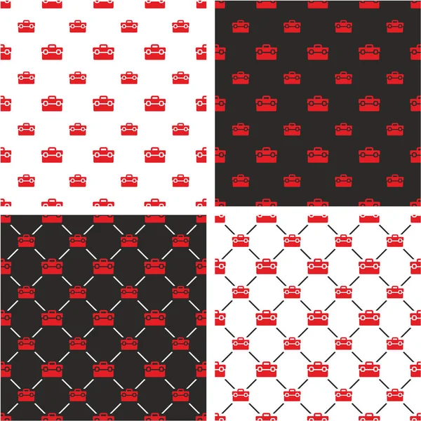 Caja de herramientas Big & Small Seamless Pattern Red Color Set — Vector de stock