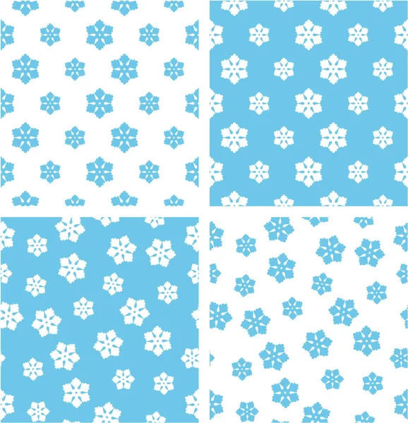 Floco de neve de inverno grande e pequeno conjunto de cores azul alinhado — Vetor de Stock