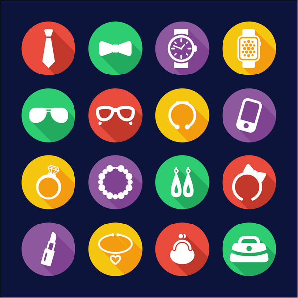 Accessories Icons Flat Design Circle