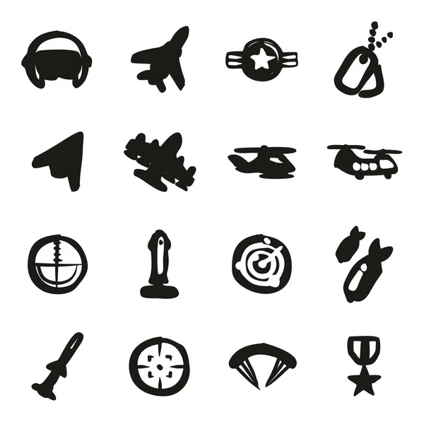 Iconos de la Fuerza Aérea Freehand Fill — Vector de stock