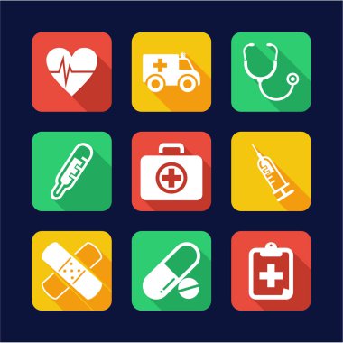 Ambulans simgeler düz tasarım