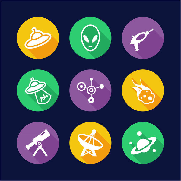 Alien Icons Flat Design Circle