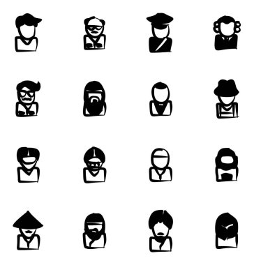 3 serbest dolgu avatar Icons Set