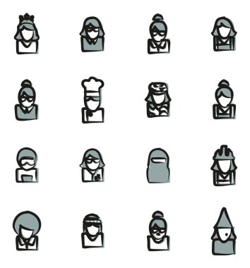 6 serbest 2 renkli avatar Icons Set