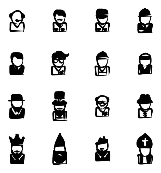 Avatar Iconos Set 4 Freehand FillAvatar Iconos Set 4 Freehand Fill — Vector de stock