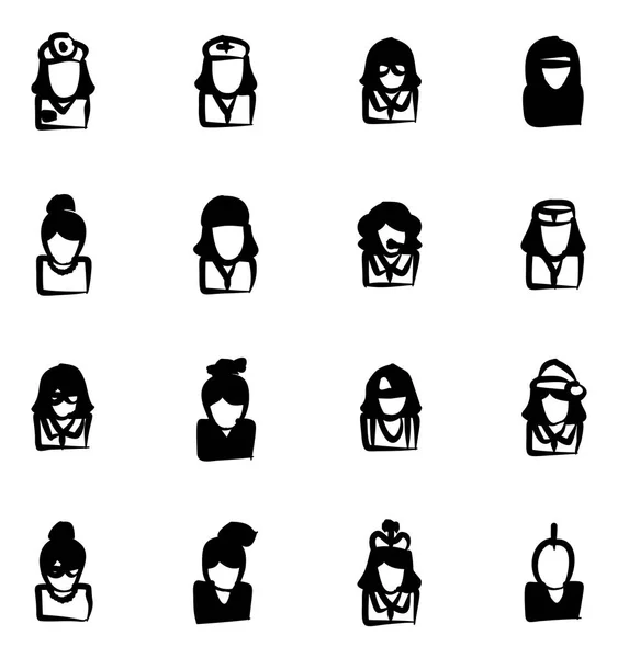 Conjunto de ícones Avatar 5 Freehand Fill — Vetor de Stock