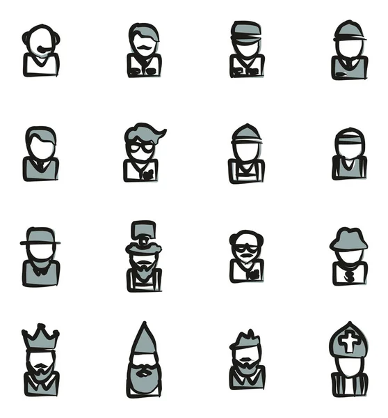 Conjunto de iconos Avatar 4 Freehand 2 Color — Vector de stock