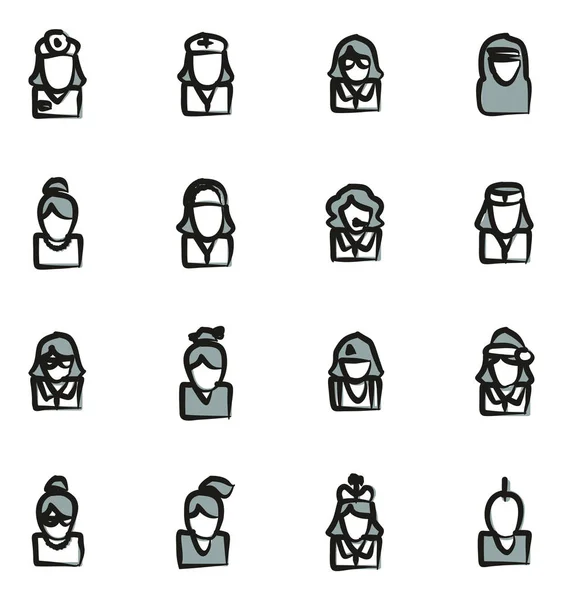 Juego de iconos Avatar 5 Freehand 2 Color — Vector de stock